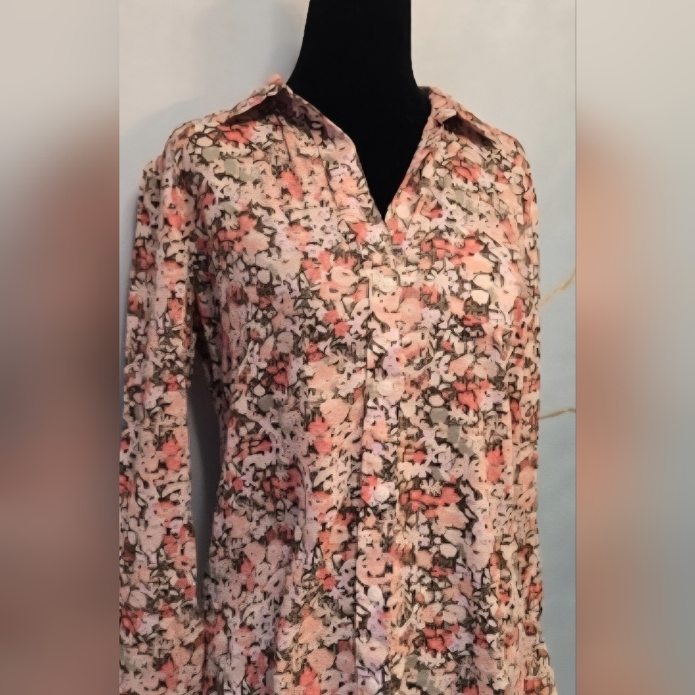Loft 100% Soft Cotton Floral Button Up Collared Shirt S